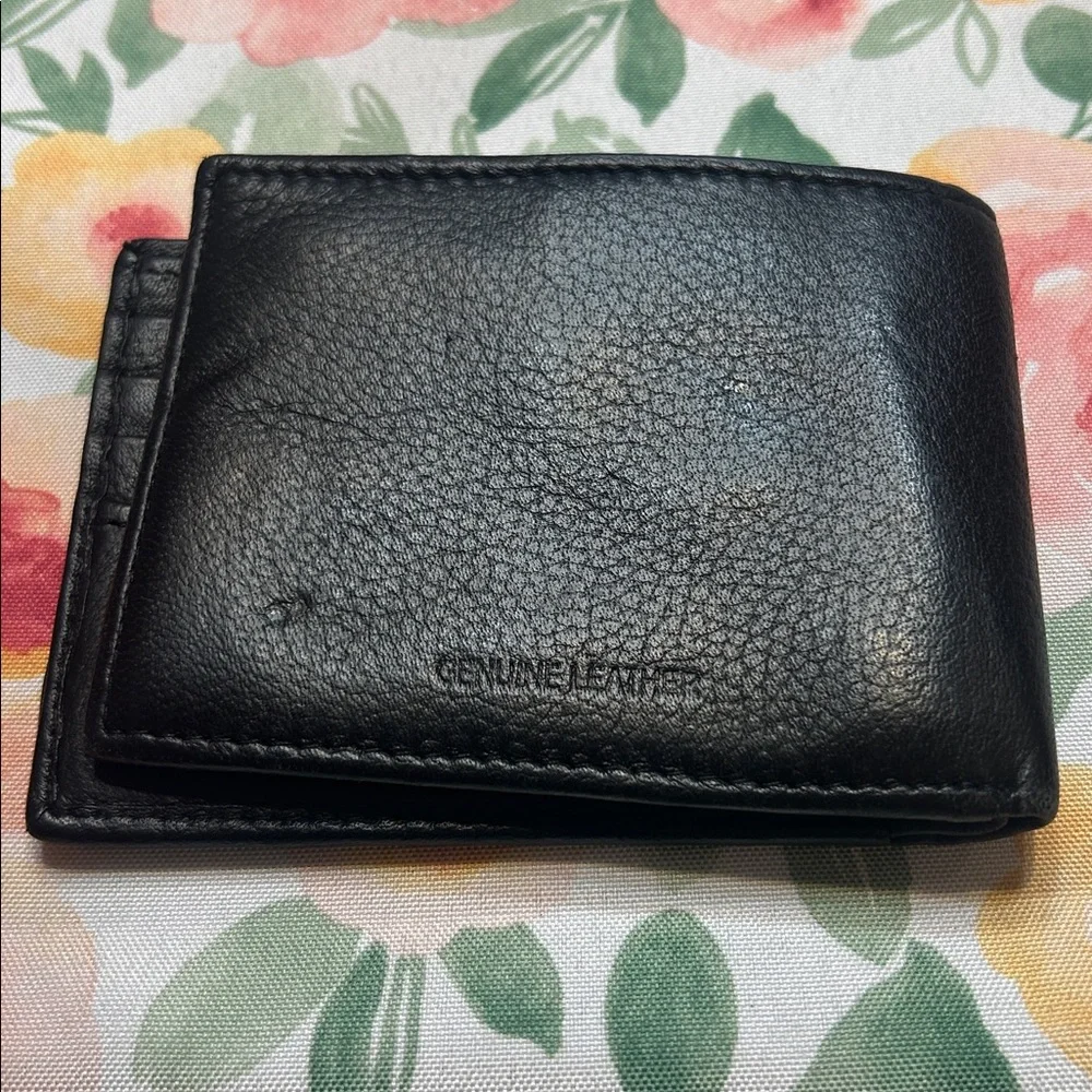 Mens RFID Black Leather Card Holder Bifold Wallet